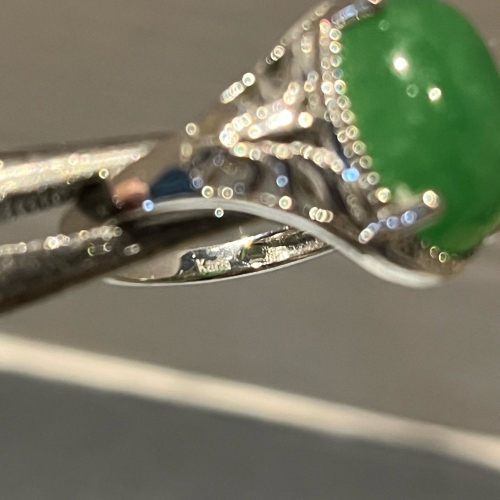 Nephrite Jade Sterling Silver Statement Ring Kari… - image 5